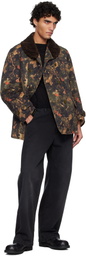 R13 Khaki & Brown Oversized Shawl Lapel Coat