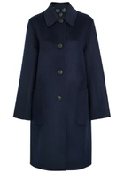 Tory Burch Logo-intarsia Wool-blend Coat Navy