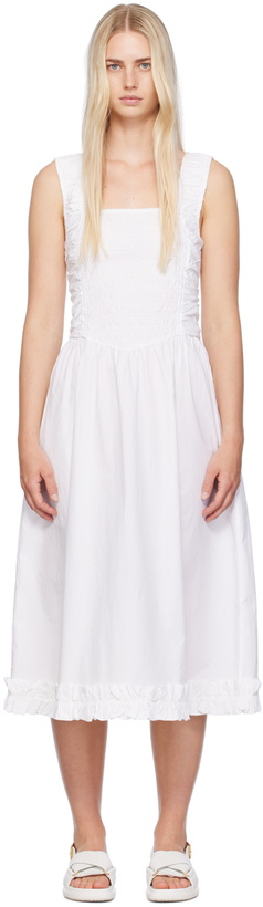 Photo: GANNI White Shirred Midi Dress