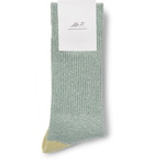 Mr P. - Ribbed Mélange Stretch Cotton-Blend Socks - Green