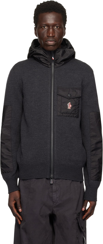 Photo: Moncler Grenoble Gray Wool Zip-Up Hoodie