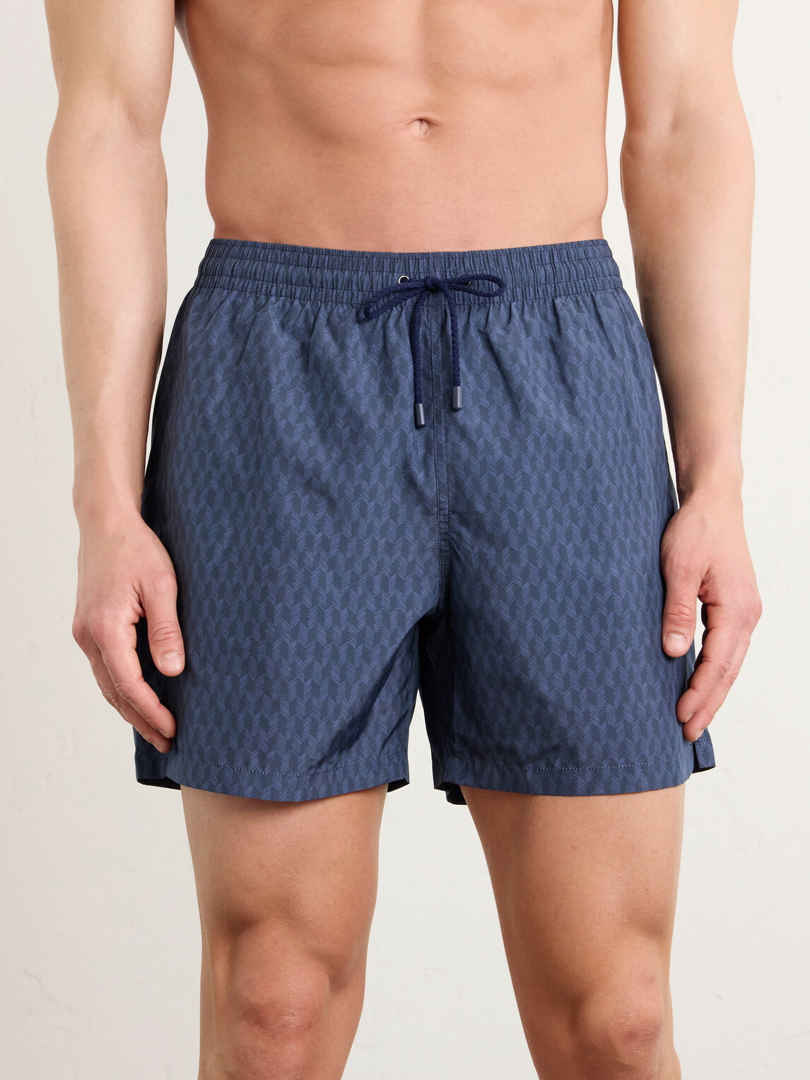Canali - Straight-Leg Mid-Length Printed Swim Shorts - Blue