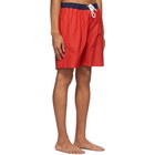 Solid and Striped Red The California Seersucker Swim Shorts