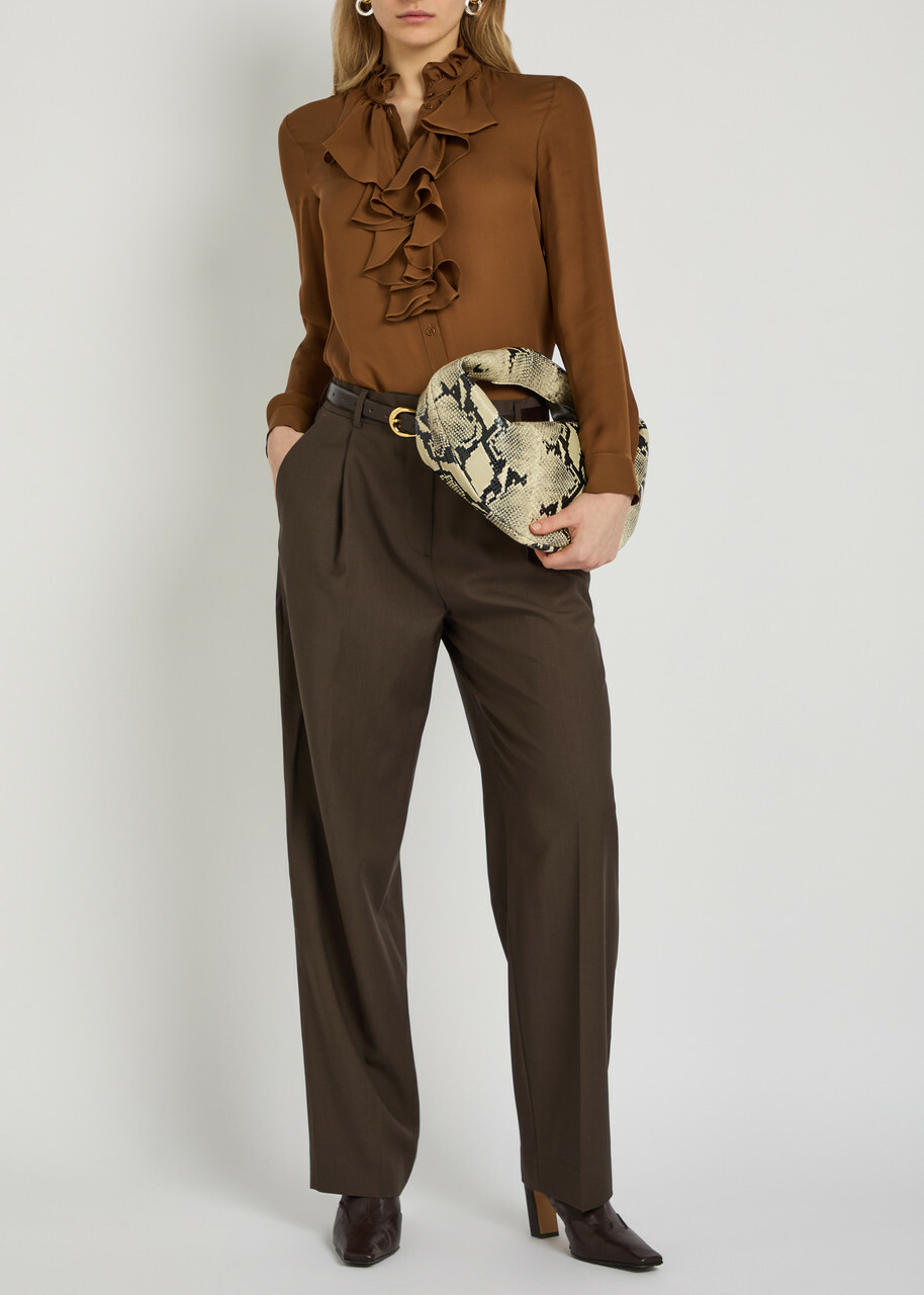 Nili Lotan Lily Ruffled Silk Blouse Caramel
