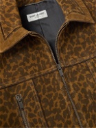 SAINT LAURENT - Leopard-Print Suede Jacket - Brown