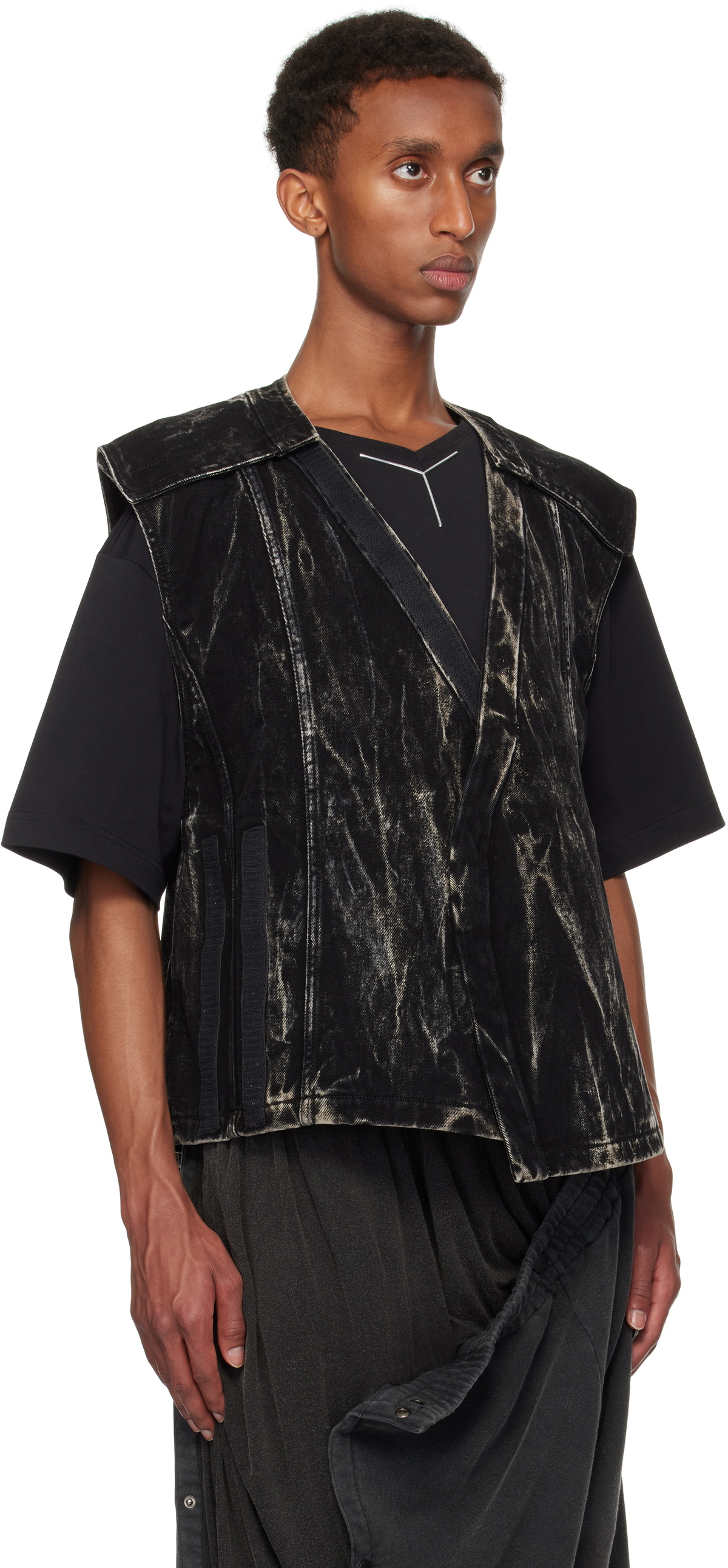 Y/Project Black Vertical Whiskers Velcro Denim Vest