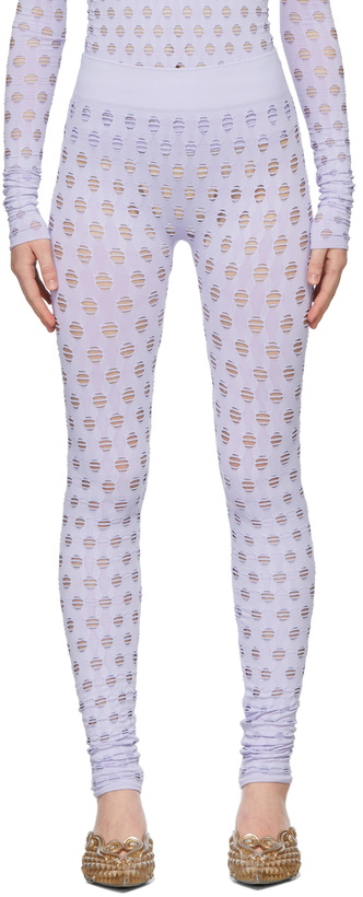 Photo: Maisie Wilen Purple Perforated Leggings