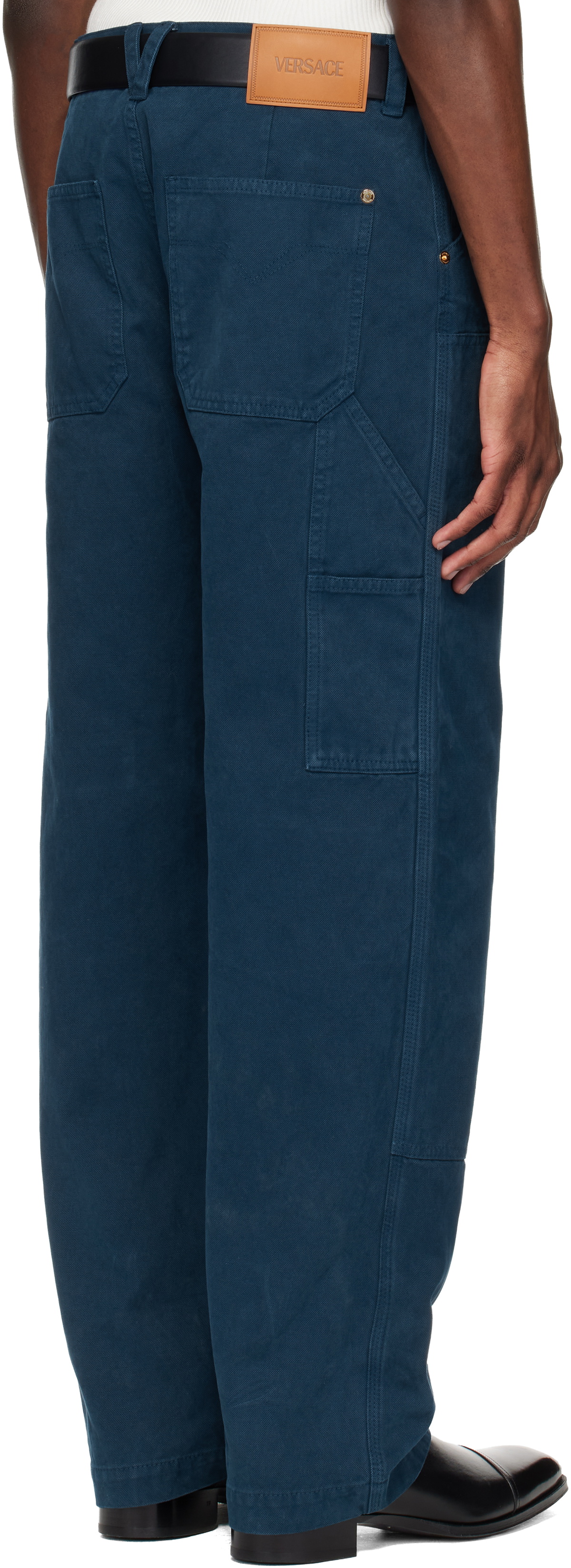 Versace Navy Overdyed Canvas Carpenter Trousers