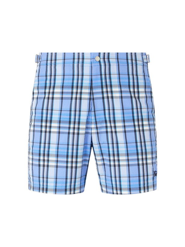 Photo: Burberry - Selkirk Checked Swim Shorts - Blue