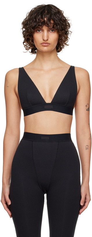 Photo: SKIMS Black Cotton Rib Plunge Bralette