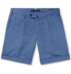 Incotex - Slim-Fit Garment-Dyed Linen and Cotton-Blend Shorts - Men - Blue