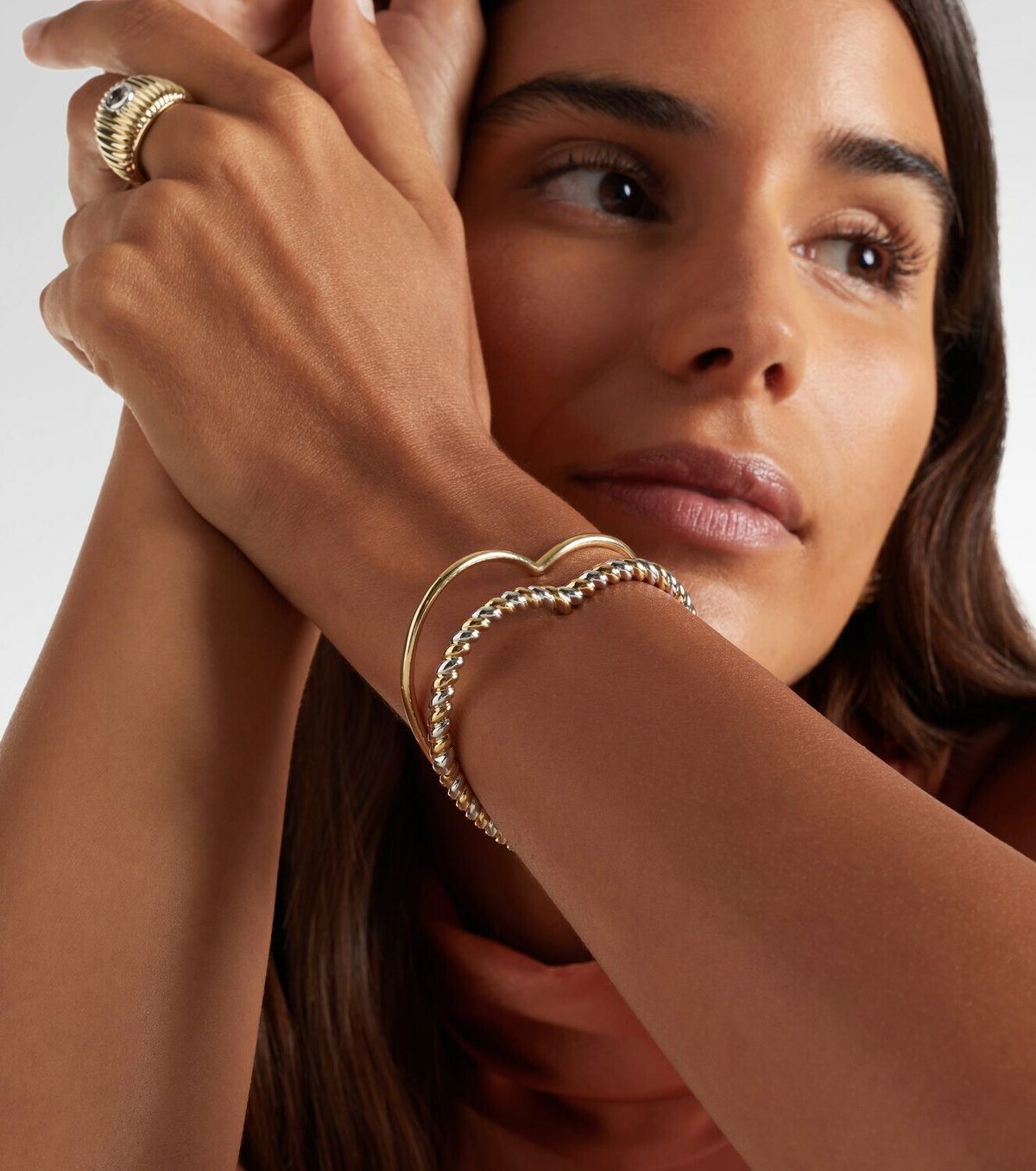 Yvonne Léon Jonc Cœur 9kt gold and white gold bangle