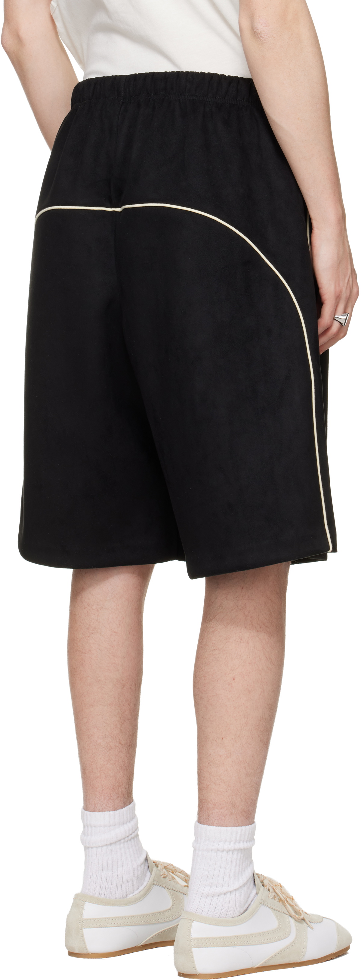 Fear of God ESSENTIALS Black Signature Relaxed Faux-Suede Shorts