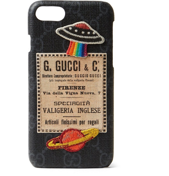 Photo: Gucci - Appliquéd Monogrammed Coated-Canvas iPhone 7 Case - Men - Black