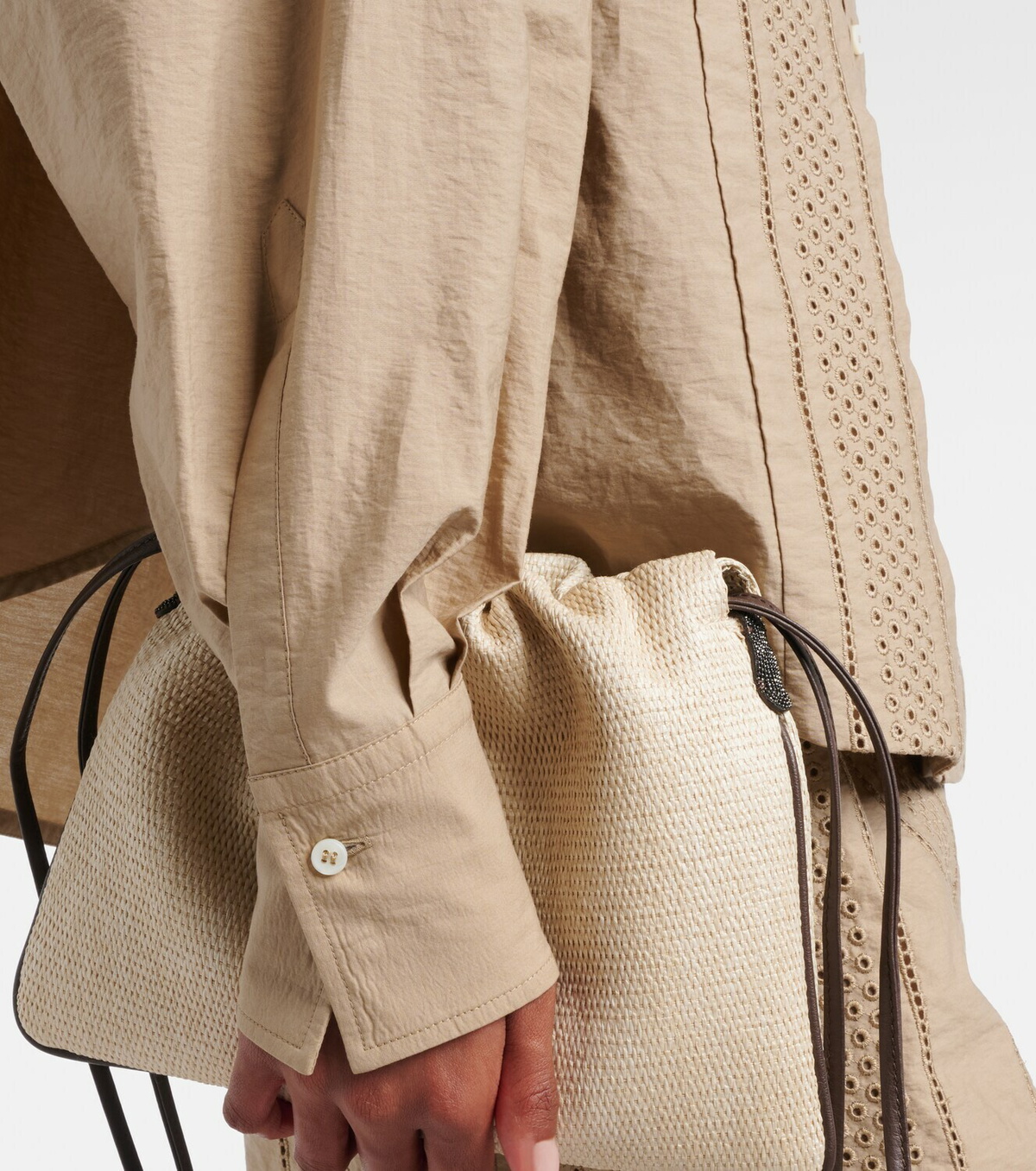 Brunello Cucinelli Embroidered cotton-blend shirt