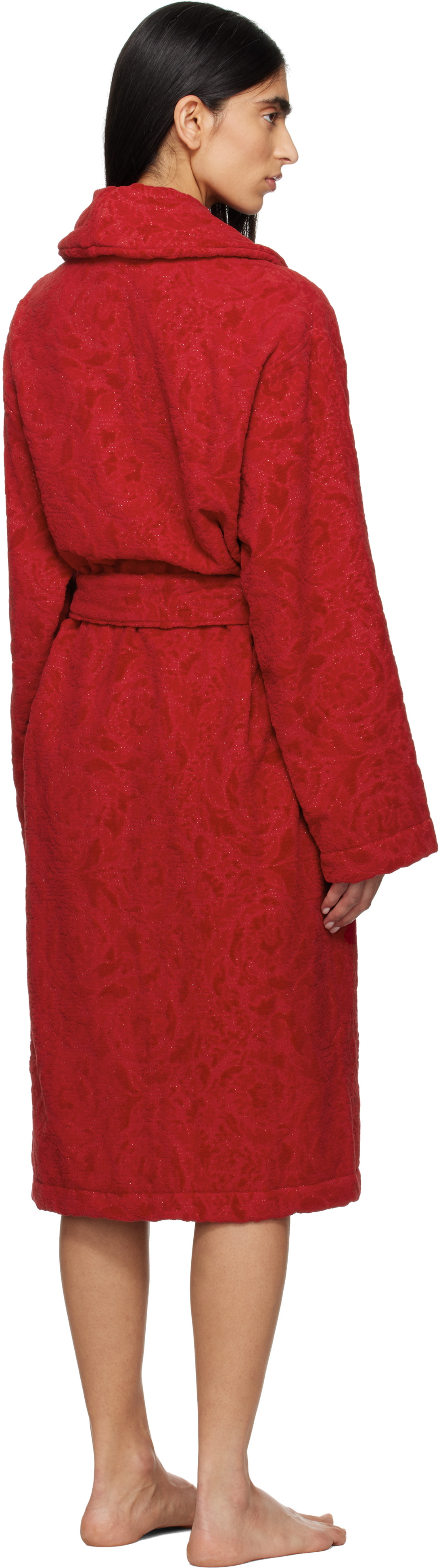 Versace Underwear Red Barocco Bathrobe