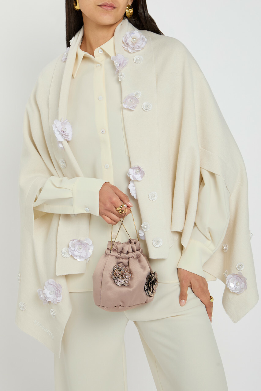 Bernadette Shirene Embroidered Cashmere-blend Shawl Ivory