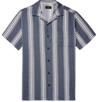 Onia - Vacation Camp-Collar Striped Cotton-Blend Shirt - Men - Navy