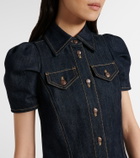 McQueen Puff-sleeve denim minidress
