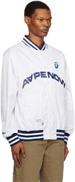 AAPE by A Bathing Ape White Moonface Patch Bomber Jacket