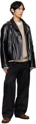 sacai Black Zip Leather Jacket