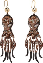 Tory Burch Gold & Brown Octopus Earrings