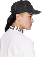 Versace Black Embossed Denim Cap