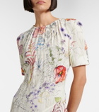 McQueen Floral asymmetric midi dress