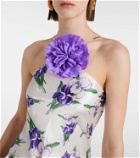 Rodarte Floral-appliqué silk gown