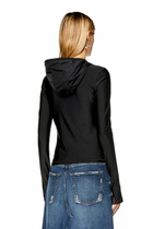 Diesel Hoodie in shiny stretch nylon - T-Shirts Womens in Black