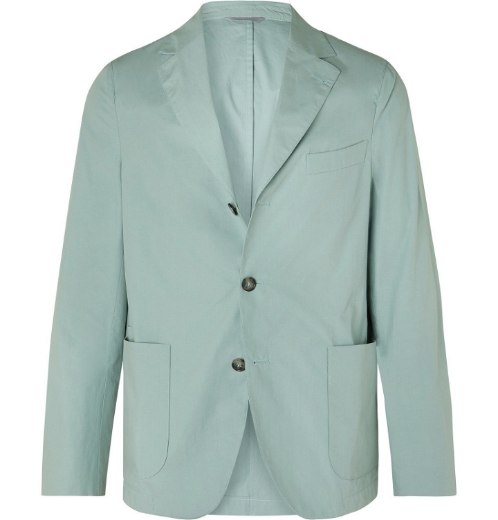 Photo: Officine Generale - Armie Slim-Fit Cotton Suit Jacket - Green