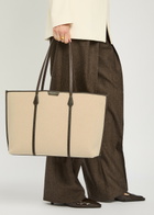 Tory Burch Perry Leather-trim Canvas Tote - Natural - One Size