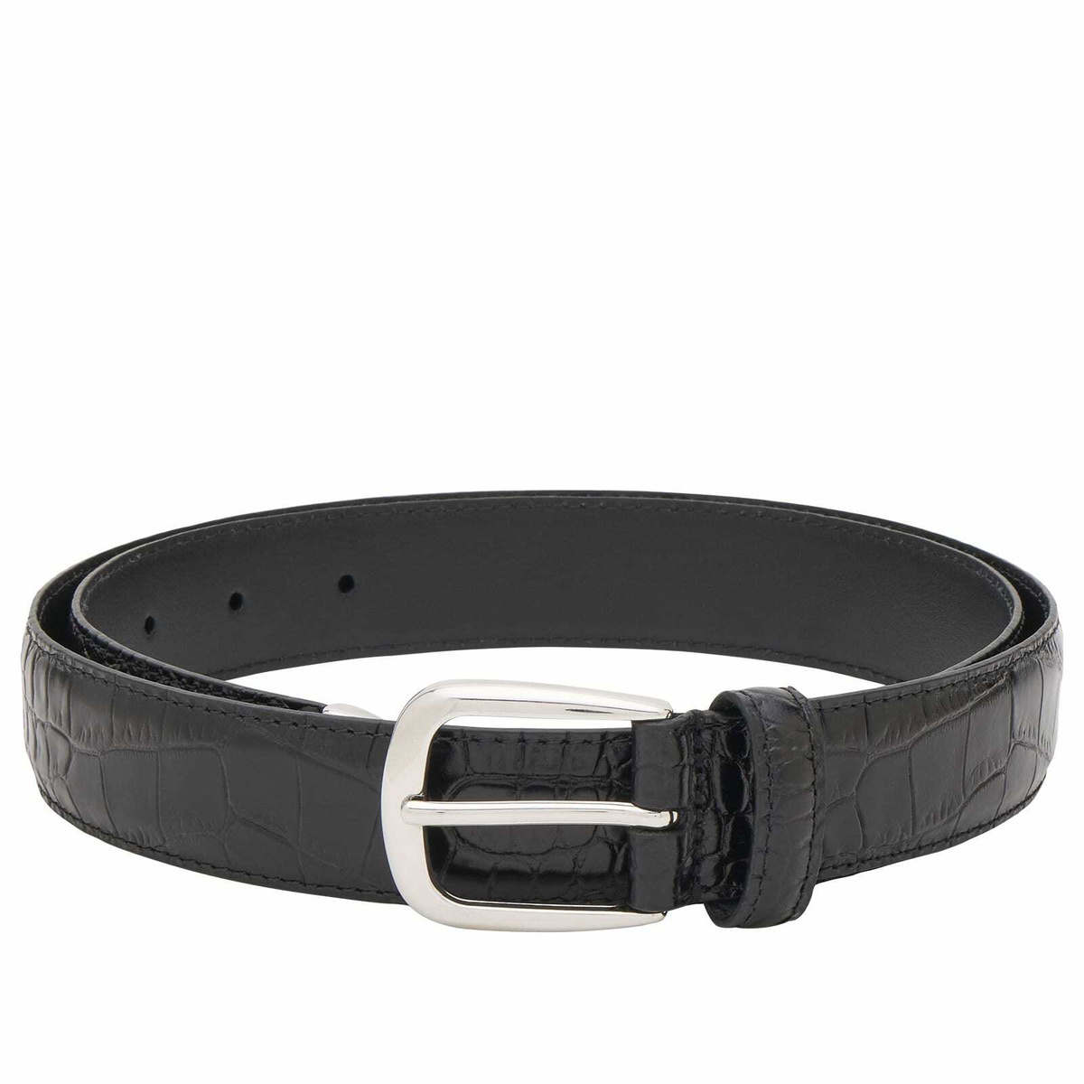 Anderson's Men's Andersons Narrow Stitch Trimmed Alligator Print Belt in Black