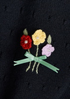 Rixo Merinda Floral-appliquéd Wool Cardigan Navy