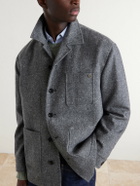 Valentino Garavani - VLogo-Embellished Mélange Virgin Wool Blouson Jacket - Gray