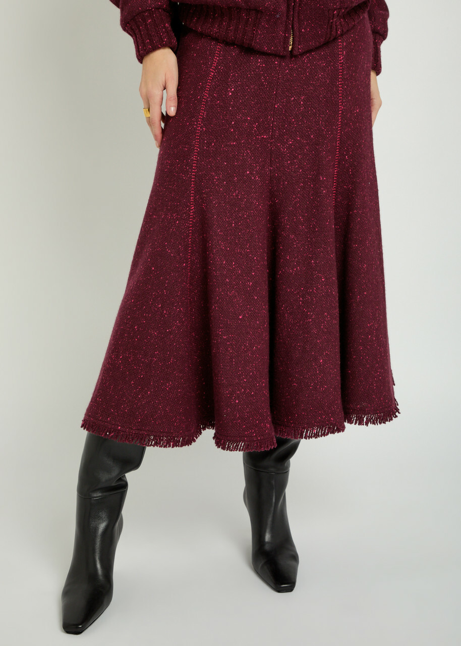 Gabriela Hearst Amy Speckled Wool and Cashmere-blend Midi Skirt Bordeaux