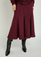 Gabriela Hearst Amy Speckled Wool and Cashmere-blend Midi Skirt Bordeaux