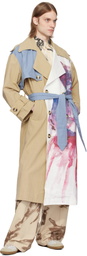KidSuper Beige & Off-White Painted Girl Trench Coat
