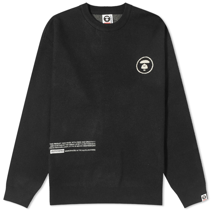 Photo: Men's AAPE Now Crew Neck Knit in Black