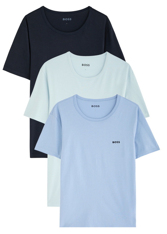 Photo: Boss Logo Cotton T-shirt set of Three Blue