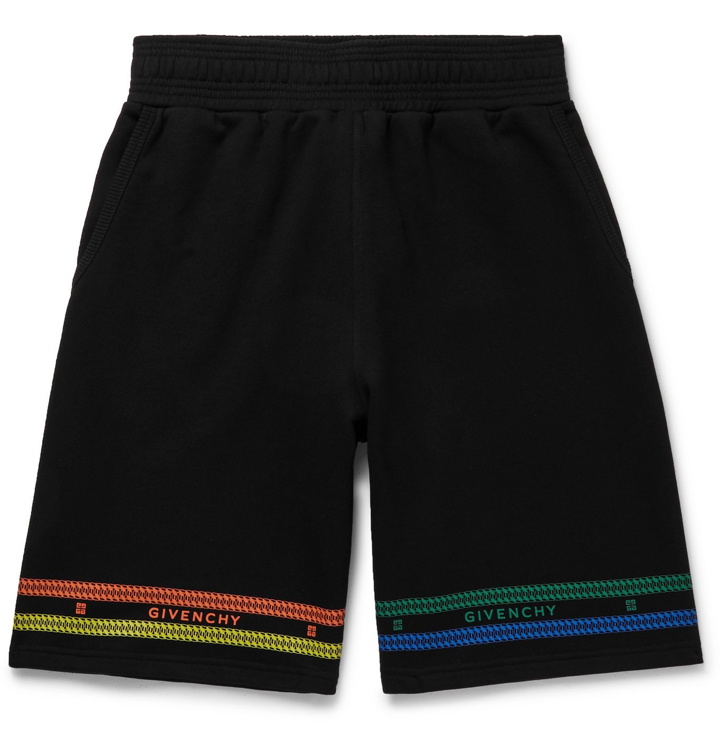 Photo: Givenchy - Wide-Leg Logo-Print Loopback Cotton-Jersey Shorts - Multi