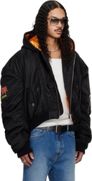 LU'U DAN Black Distorted MA1 Bomber Jacket