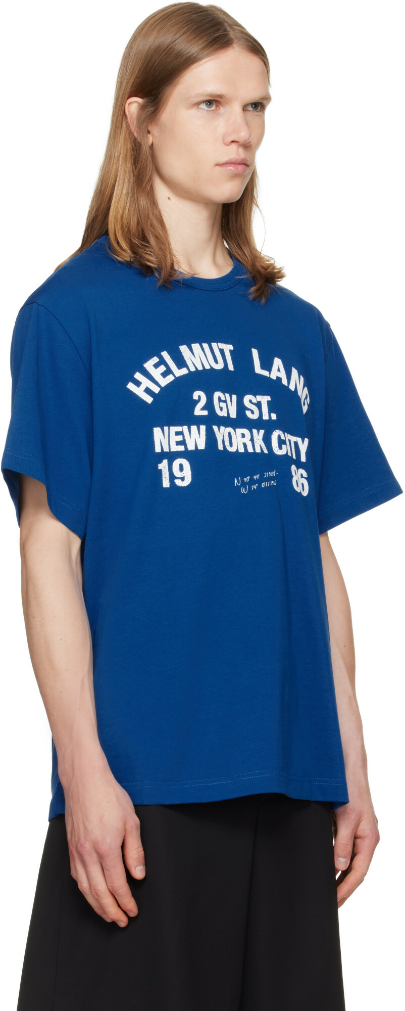 Helmut Lang Blue Varsity T-shirt