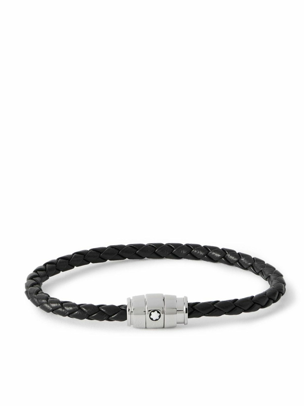 Photo: Montblanc - Meisterstück 3-Ring Stainless Steel and Woven Leather Bracelet