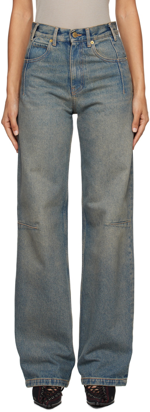 DARKPARK Blue Lu Straight Leg Fitted Jeans