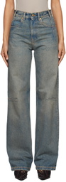 DARKPARK Blue Lu Straight Leg Fitted Jeans