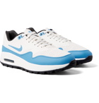 Nike Golf - Air Max 1G Faux Leather-Trimmed Coated-Mesh Golf Shoes - White