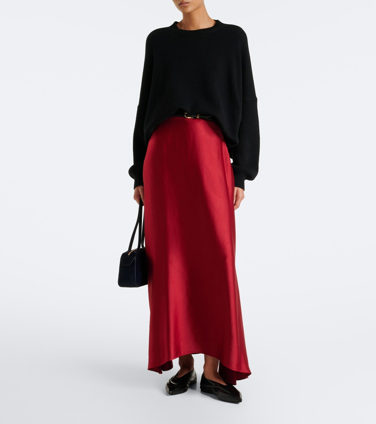Fforme Carina asymmetric satin maxi skirt