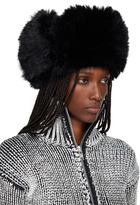 VAQUERA Black Leather & Faux-Fur Trapper Hat