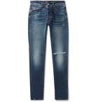 AMIRI - Skinny-Fit Distressed Stretch-Denim Jeans - Blue
